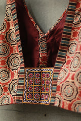 Sleeveless Mirrorwork Blouse | Ajrakh Medley