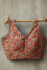 Sleeveless Mirrorwork Blouse | Ajrakh Medley