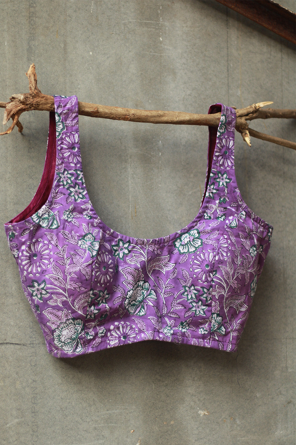 Sleeveless Blouse | Sanganeri Purple
