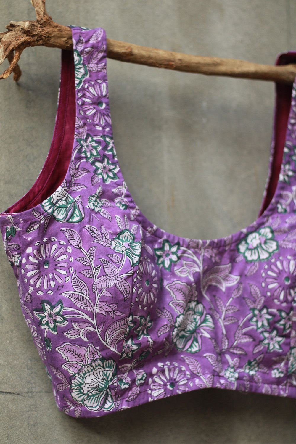 Sleeveless Blouse | Sanganeri Purple