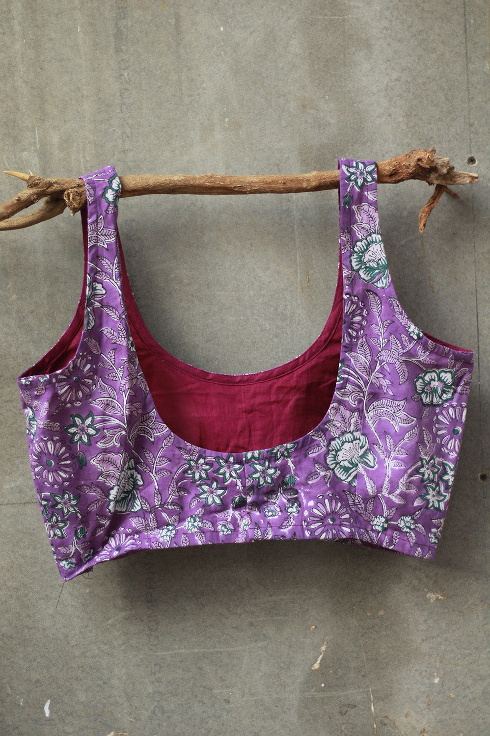 Sleeveless Blouse | Sanganeri Purple