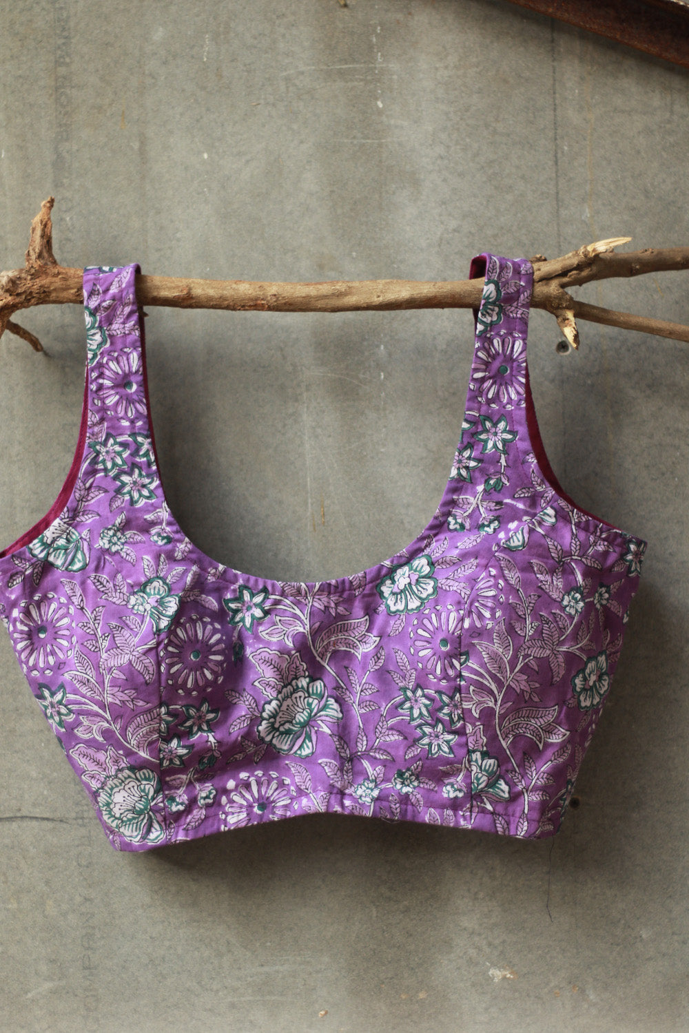 Sleeveless Blouse | Sanganeri Purple