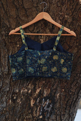Spaghetti Blouse | Modal Silk | Sea Green Circles Ajrakh Medley