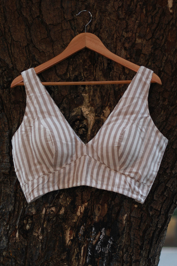 Sleeveless Blouse | Maheshwari Striped Cotton Silk