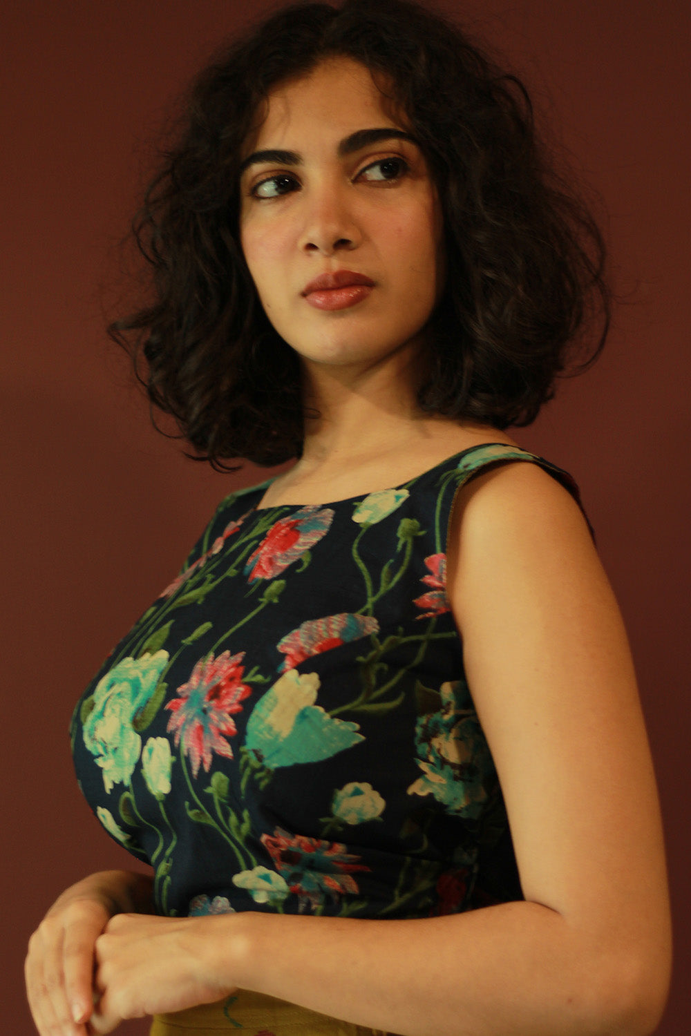 Mastaani | Reversible Blouse | Navy Sanganeri With Multicolour Stripes