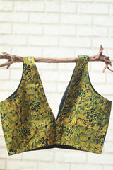 Sleeveless Blouse | Modal Silk | Green Floral Ajrakh