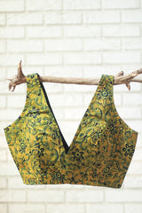 Sleeveless Blouse | Modal Silk | Green Floral Ajrakh