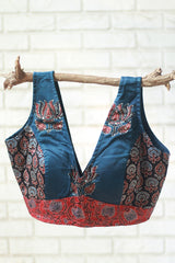 Sleeveless Blouse | Modal Silk | Navy Lotus Ajrakh