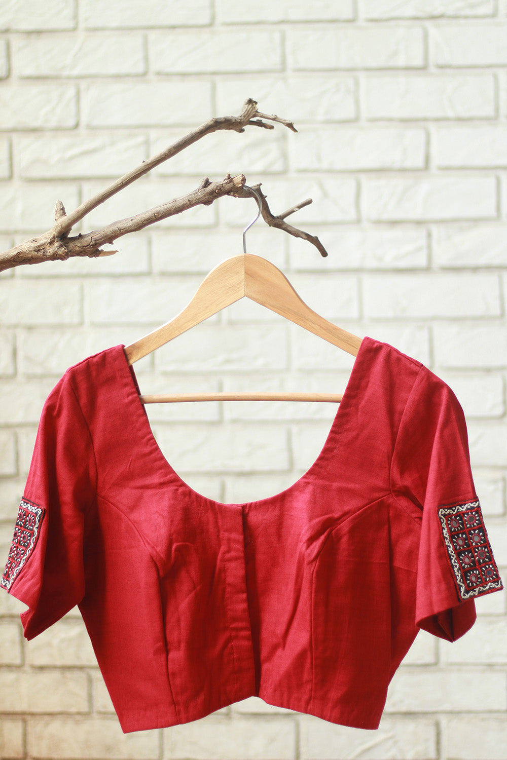 Abhla | Kutch Mirrorwork Blouse | Rouge