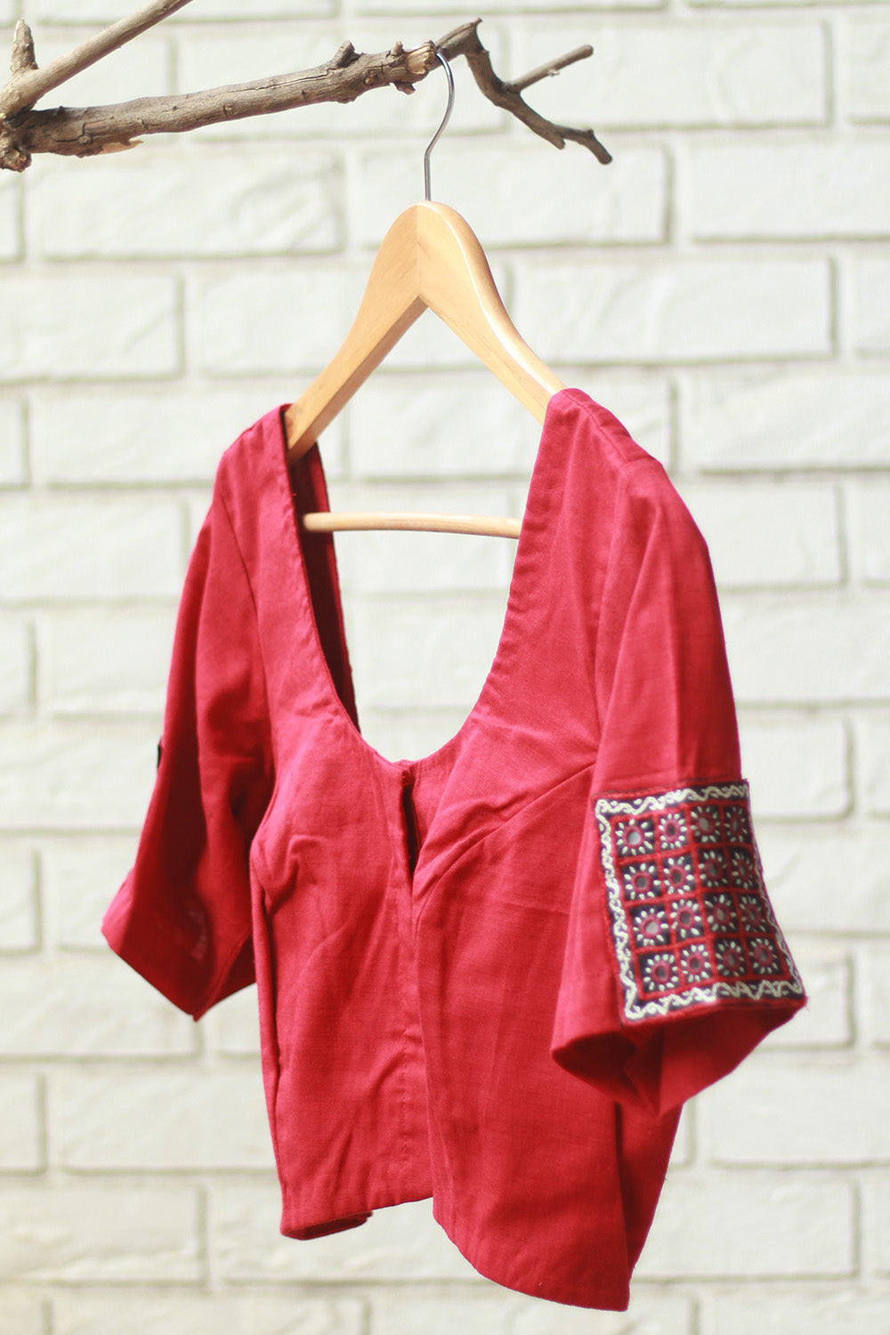 Abhla | Kutch Mirrorwork Blouse | Rouge