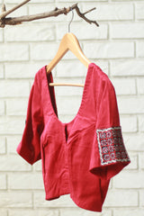 Abhla | Kutch Mirrorwork Blouse | Rouge