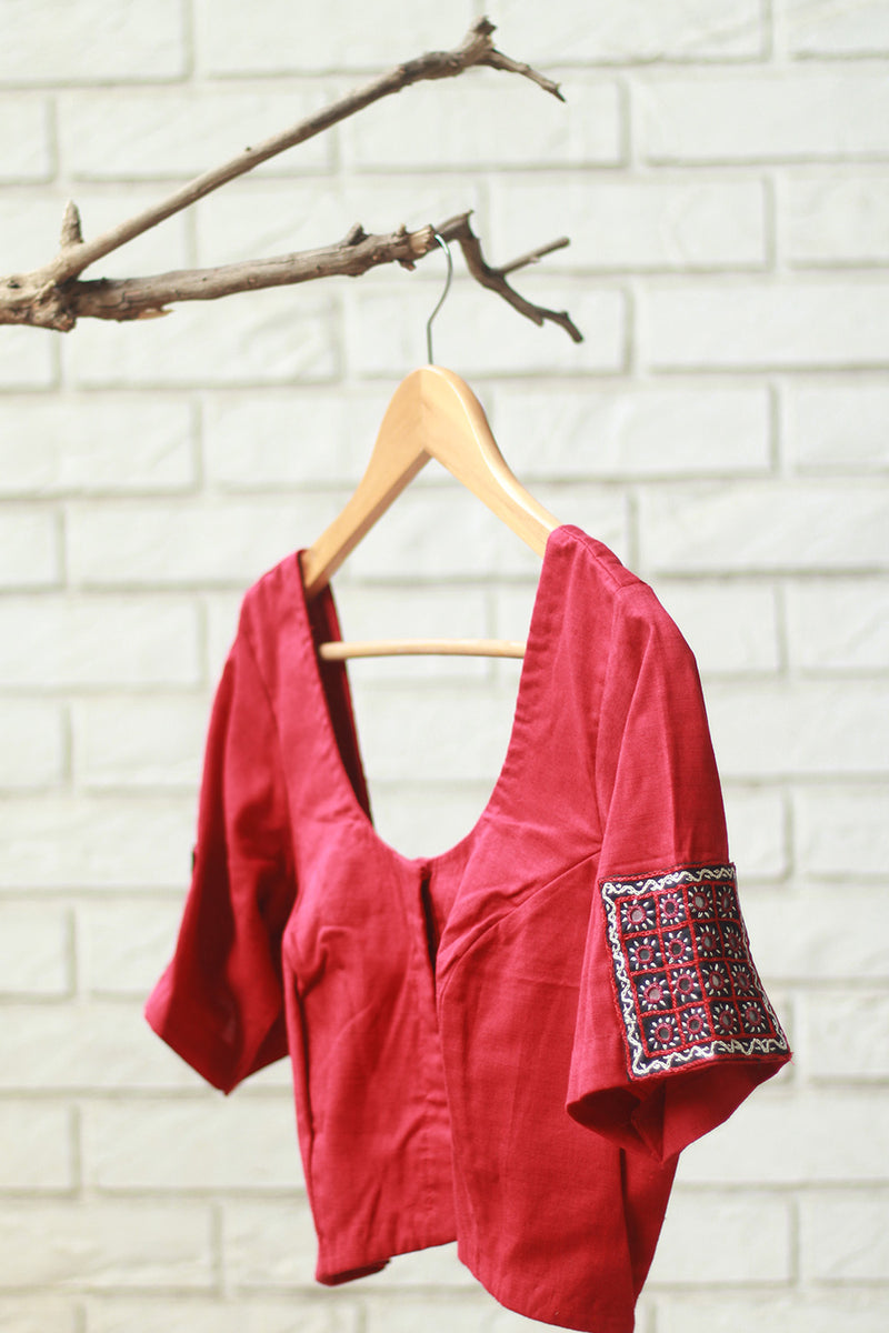 Abhla | Kutch Mirrorwork Blouse | Rouge