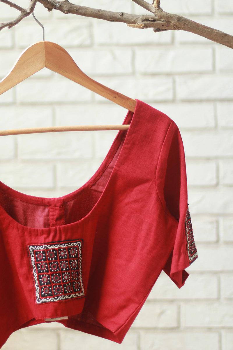 Abhla | Kutch Mirrorwork Blouse | Rouge