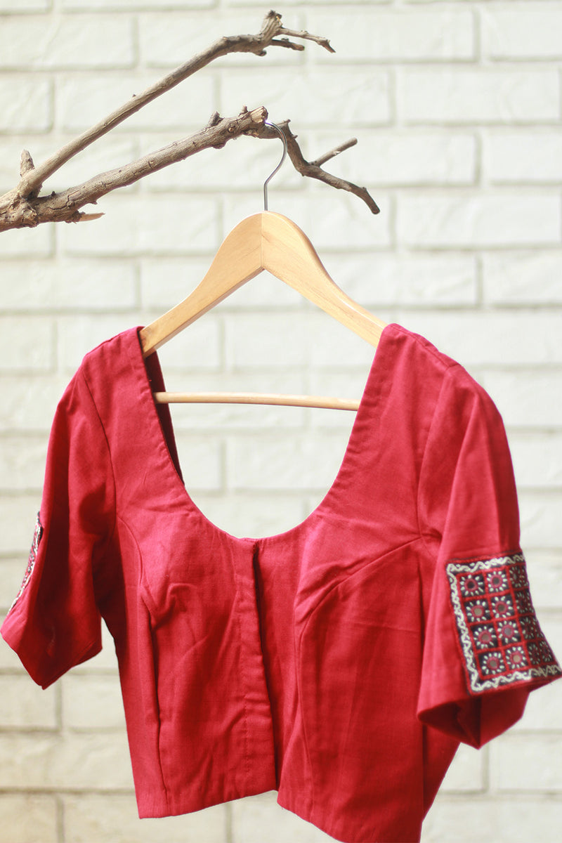 Abhla | Kutch Mirrorwork Blouse | Rouge