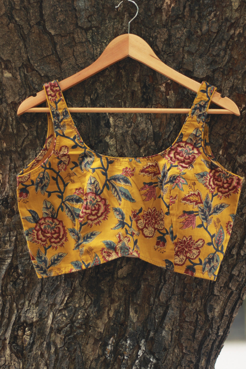 Sleeveless Blouse | Yellow Sanganeri