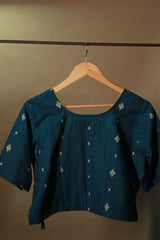 Aabroo | Angarkha Blouse / Crop Top | Teal Cotton