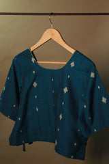 Aabroo | Angarkha Blouse / Crop Top | Teal Cotton