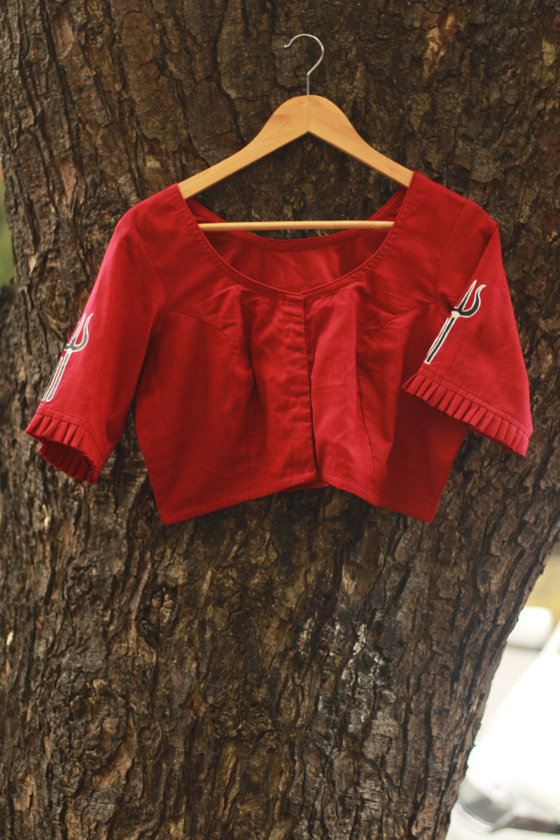 Handpainted Devi Blouse | Rouge