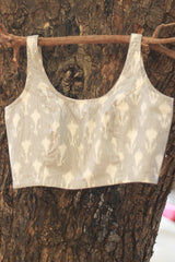 Sleeveless Blouse | Ikkat | Pearl Grey