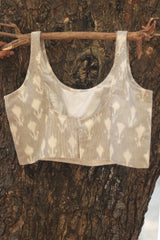 Sleeveless Blouse | Ikkat | Pearl Grey