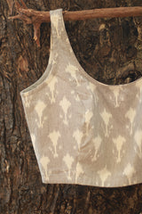 Sleeveless Blouse | Ikkat | Pearl Grey