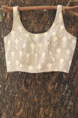 Sleeveless Blouse | Ikkat | Pearl Grey