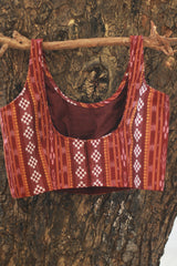 Sleeveless Blouse | Ikkat | Maroon