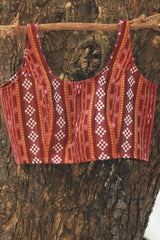 Sleeveless Blouse | Ikkat | Maroon
