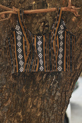 Sleeveless Blouse | Ikkat | Charcoal Grey