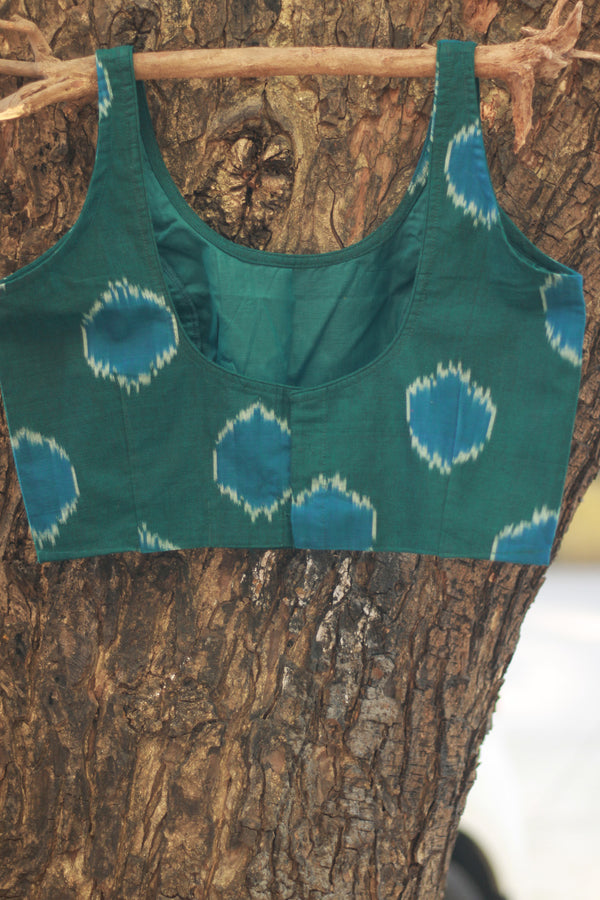 Sleeveless Blouse | Ikkat | Teal
