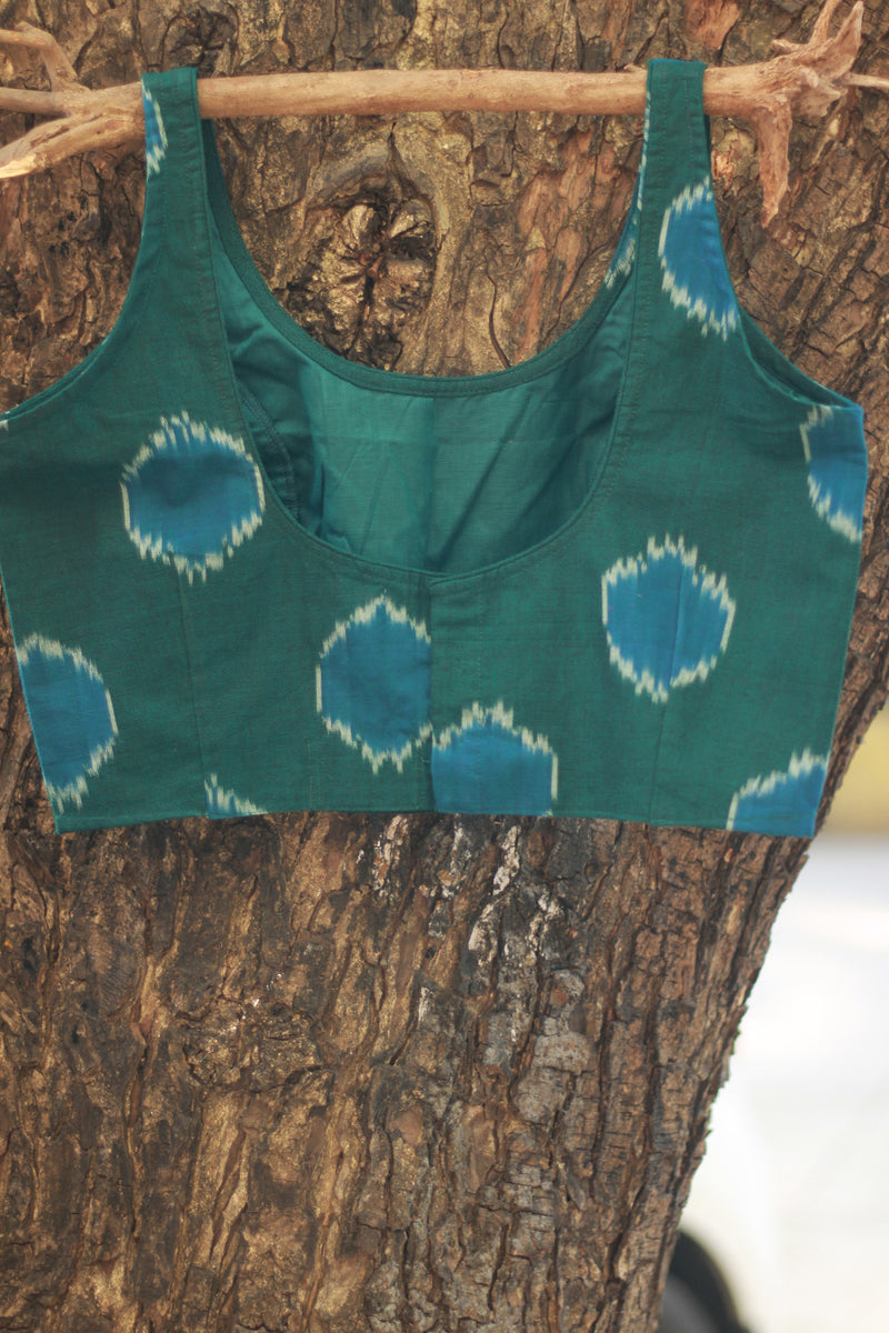 Sleeveless Blouse | Ikkat | Teal