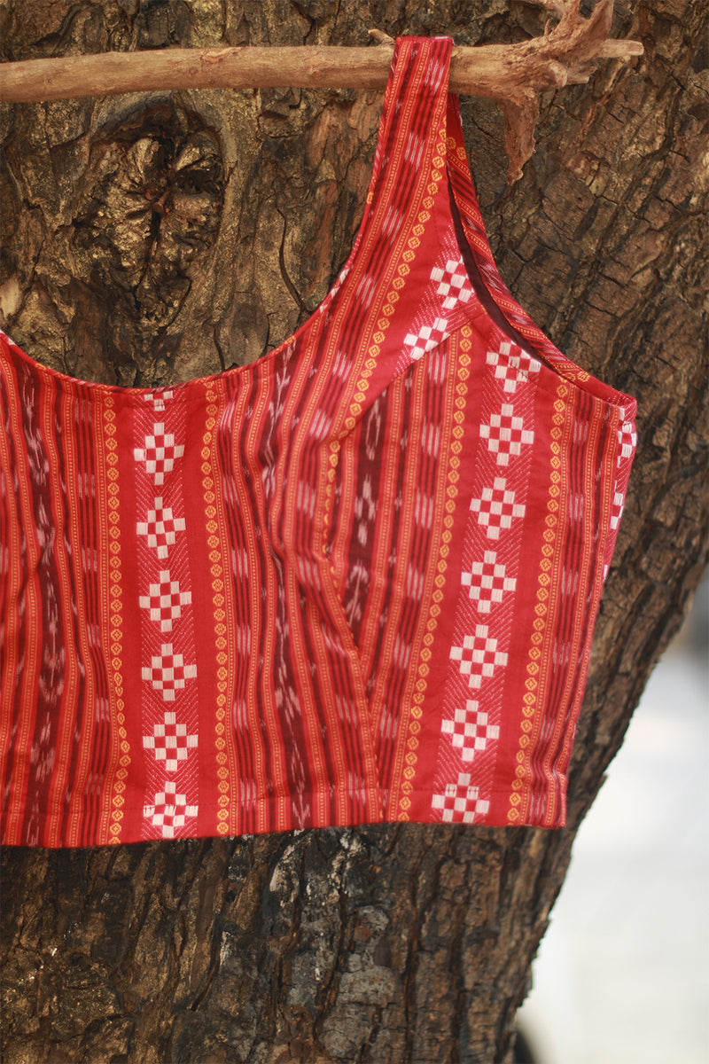Sleeveless Blouse | Ikkat | Burnt Orange