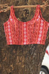 Sleeveless Blouse | Ikkat | Burnt Orange