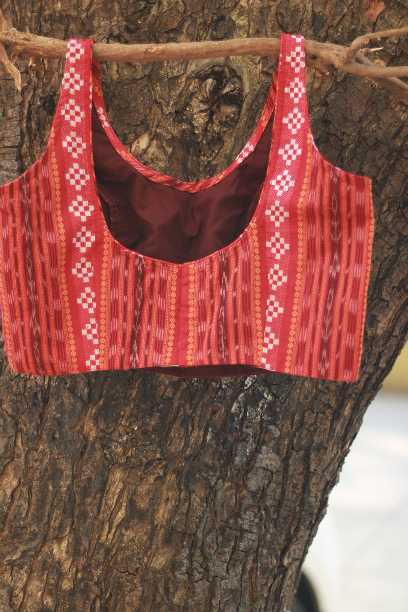 Sleeveless Blouse | Ikkat | Burnt Orange