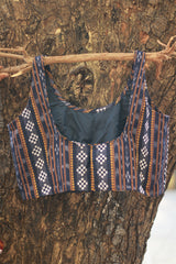 Sleeveless Blouse | Ikkat | Midnight Blue