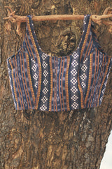 Sleeveless Blouse | Ikkat | Midnight Blue
