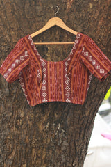 Sleeved Blouse | Ikkat | Maroon