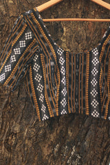 Sleeved Blouse | Ikkat | Charcoal Grey