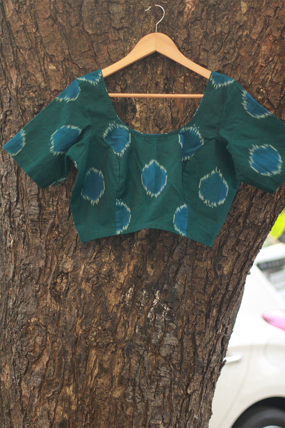 Sleeved Blouse | Ikkat | Teal