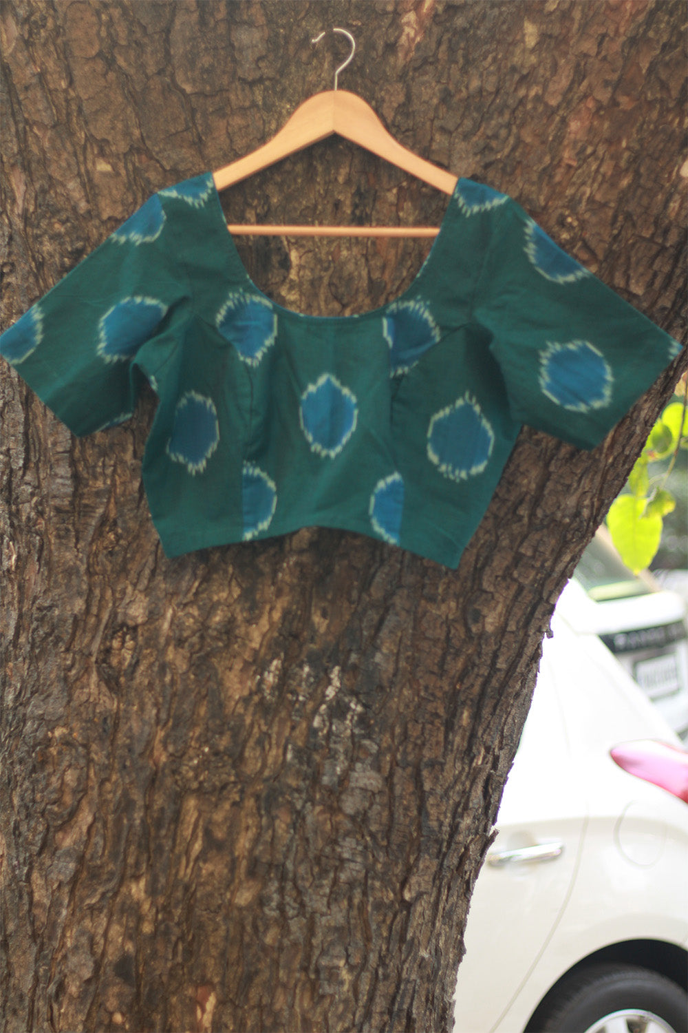 Sleeved Blouse | Ikkat | Teal