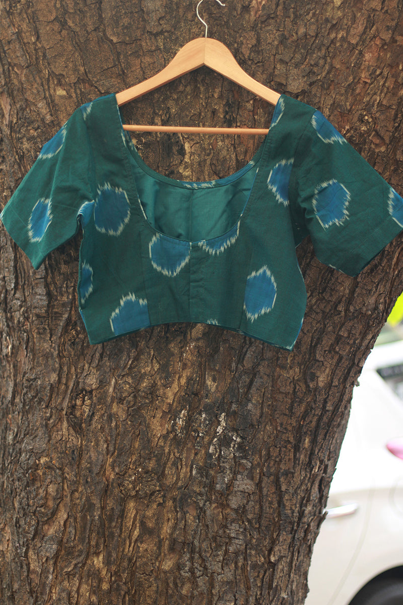 Sleeved Blouse | Ikkat | Teal