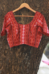 Sleeved Blouse | Ikkat | Burnt Orange