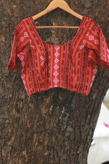 Sleeved Blouse | Ikkat | Burnt Orange