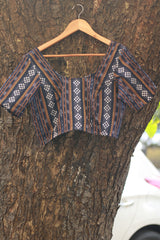 Sleeved Blouse | Ikkat | Midnight Blue