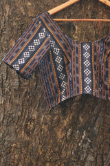 Sleeved Blouse | Ikkat | Midnight Blue