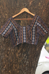 Sleeved Blouse | Ikkat | Midnight Blue