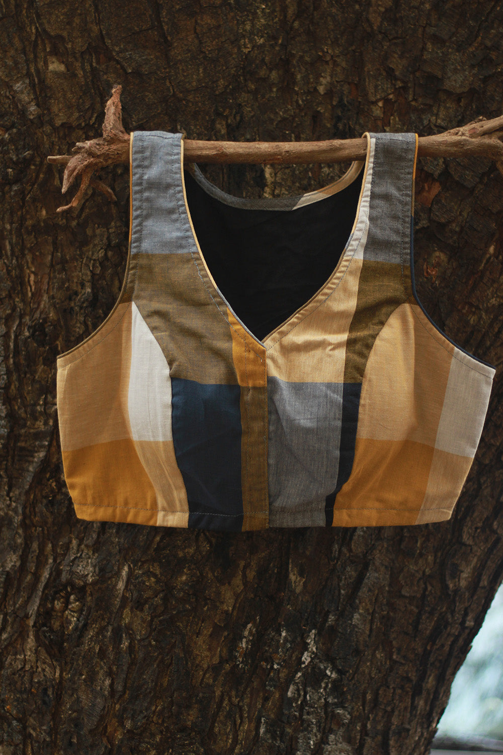 Racer Back Blouse | Checkered Medley