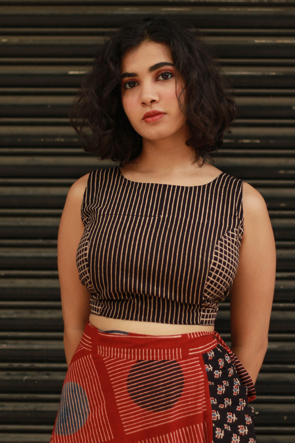 Dhaariyan | Mastaani | Reversible Blouse | Noir Ajrakh