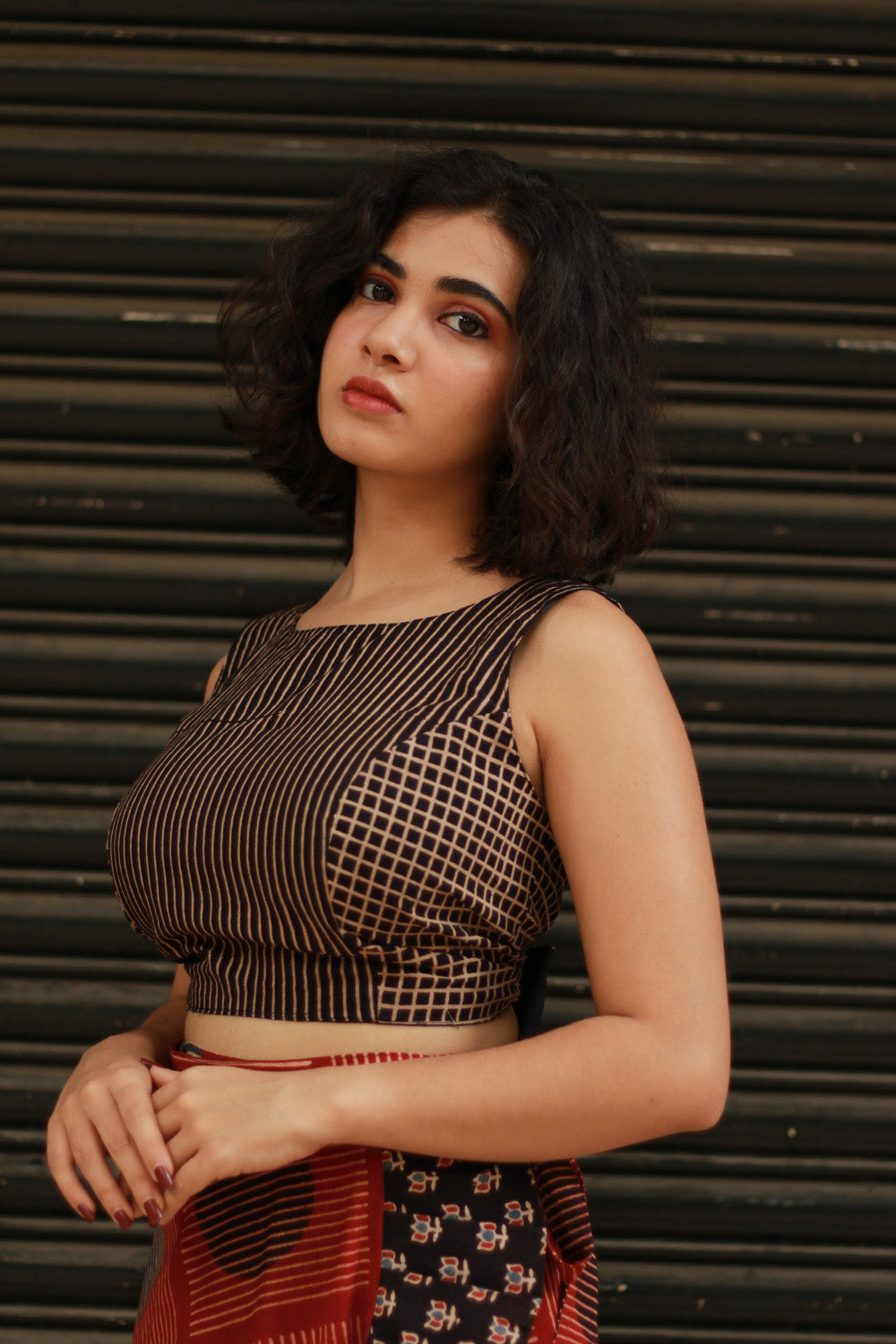 Dhaariyan | Mastaani | Reversible Blouse | Noir Ajrakh