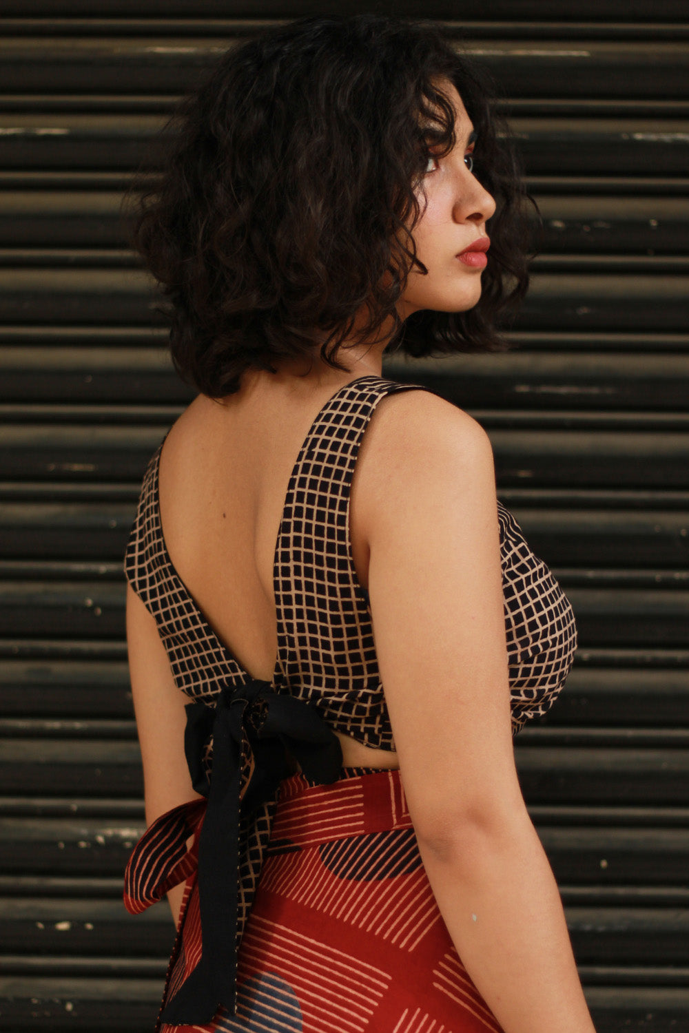 Dhaariyan | Mastaani | Reversible Blouse | Noir Ajrakh